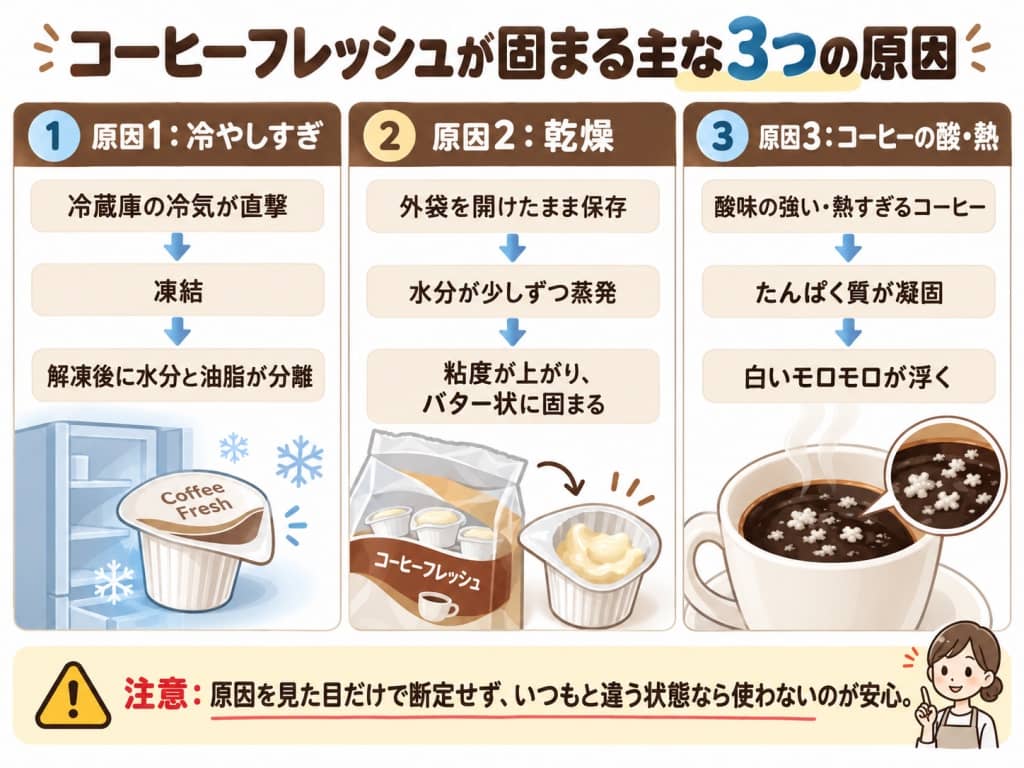 コーヒーフレッシュが固まる主な3つの原因