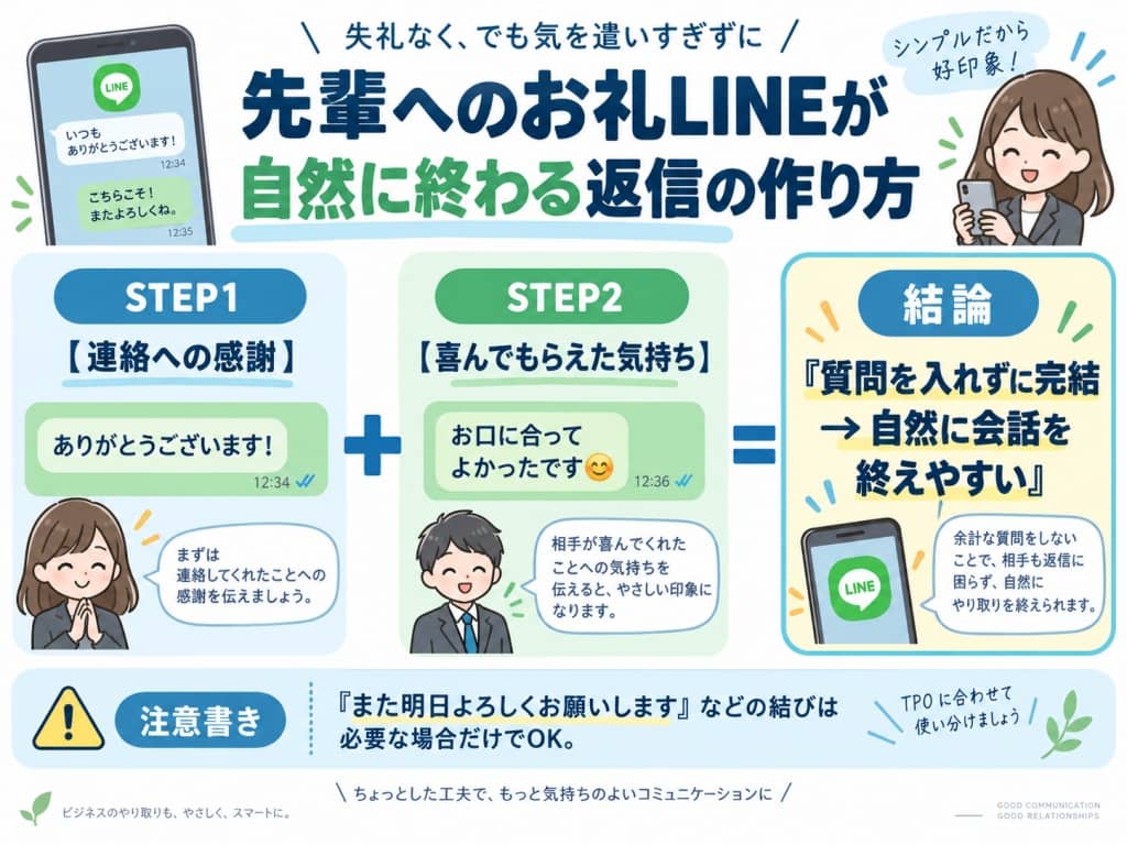先輩へのお礼LINEが自然に終わる返信の作り方