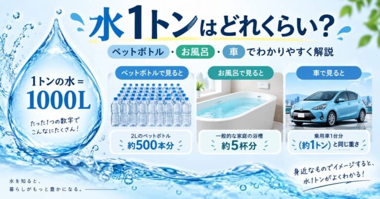 水1トンはどれくらい？ペットボトル・お風呂・車でわかりやすく解説