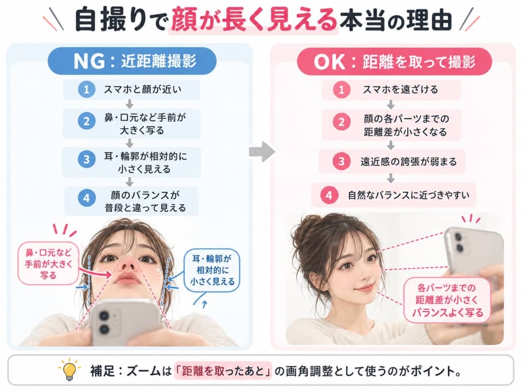 自撮りで顔が長く見える本当の理由