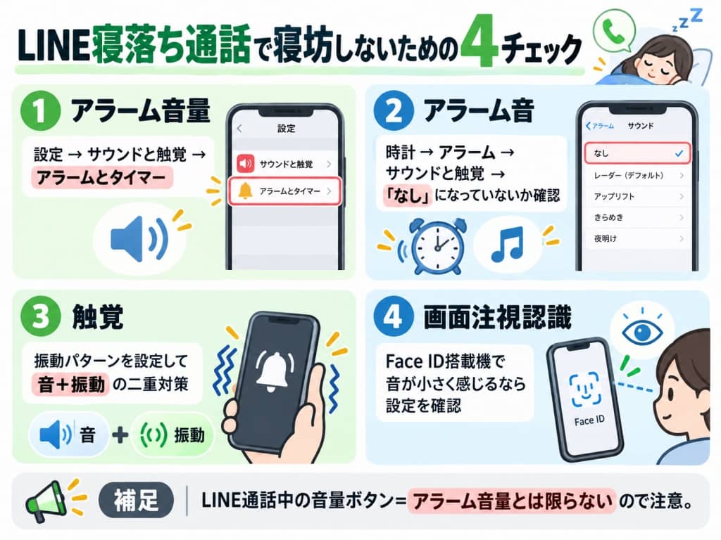 LINE寝落ち通話で寝坊しないための4チェック