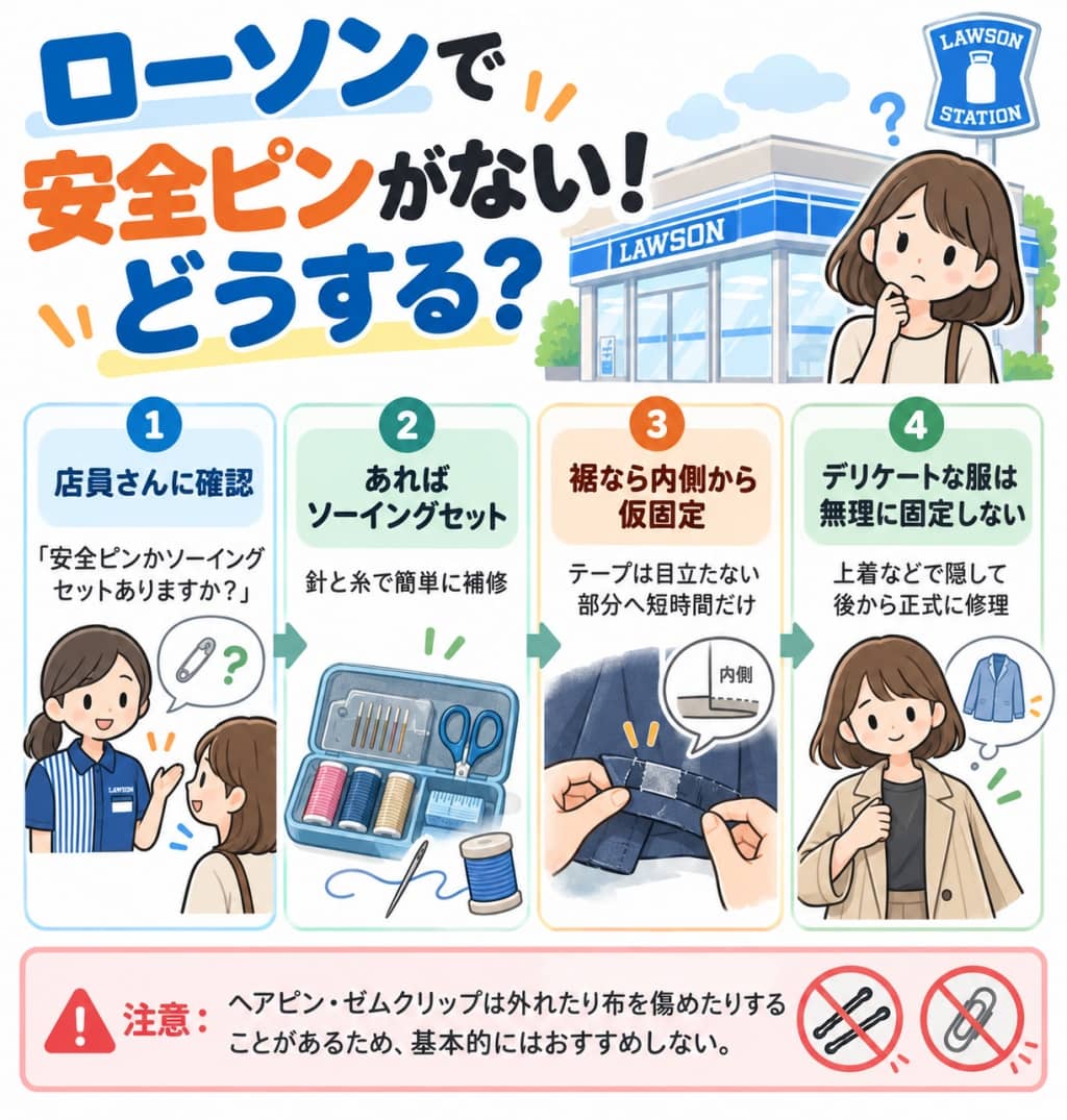 ローソンで安全ピンがない！どうする？