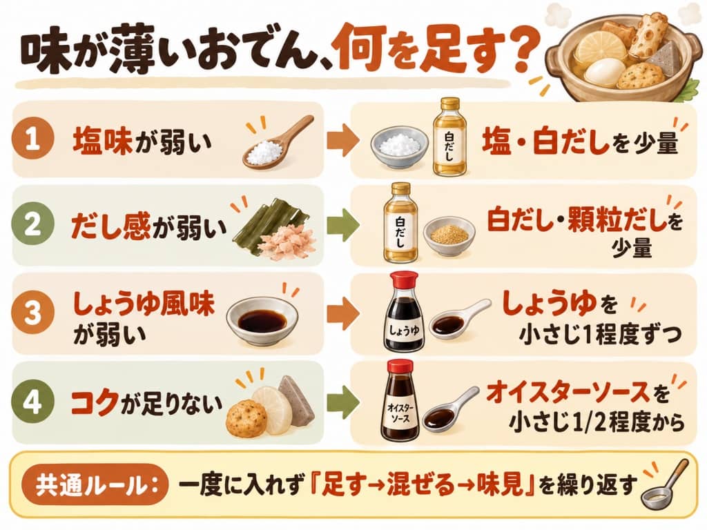 味が薄いおでん、何を足す？